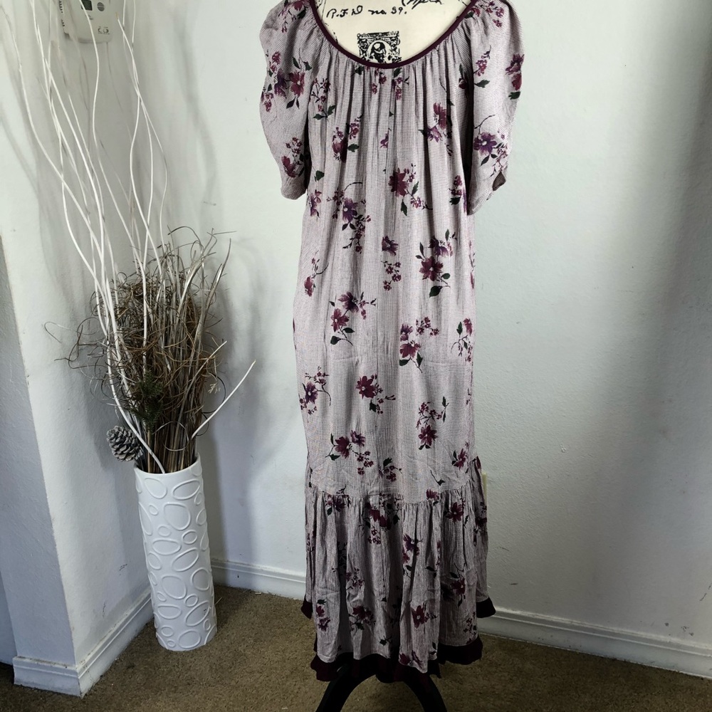 KAYLA-G MUMU DRESS PURPLE FLORAL RUFFLES Size L - Picture 3 of 10